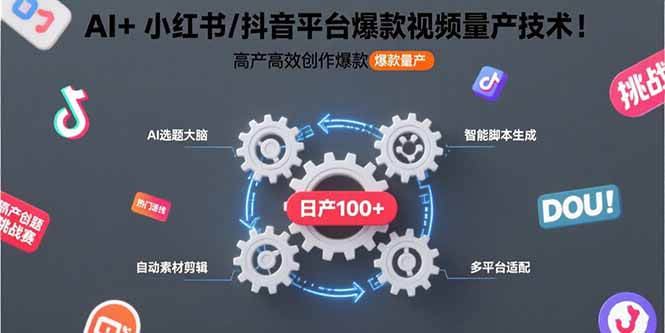 AI+小红书/抖音平台爆款视频量产技术：高产高效创作爆款视频！-清风