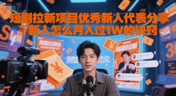 短剧拉新项目优秀新人代表分享新人怎么月入过1W的诀窍-清风