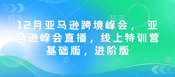12月亚马逊跨境峰会， 亚马逊峰会直播，线上特训营基础版，进阶版-清风