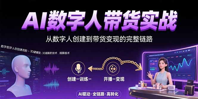 AI数字人+带货实战：从数字人创建到带货变现的完整链路-清风