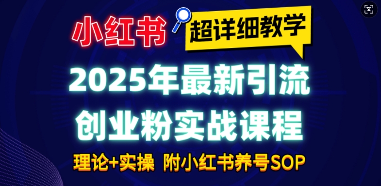 2025年最新小红书引流创业粉实战课程【超详细教学】小白轻松上手，月入1W+，附小红书养号SOP-清风
