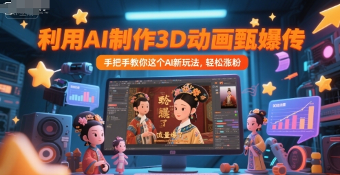 利用AI制作3D动画甄嬛传，流量爆了，手把手教你这个AI新玩法，轻松涨粉-清风