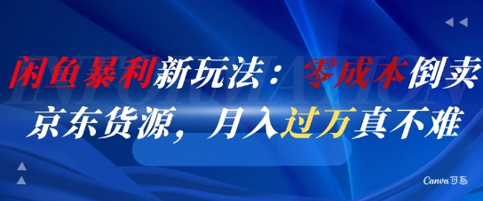 闲鱼暴利新玩法：零成本倒卖京东货源，月入过1W真不难-清风