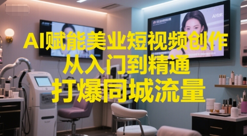 AI赋能美业短视频创作，从入门到精通，打爆同城流量，超级AI工具短视频实操落地-清风
