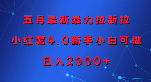 五月最新暴力拉新拉，小红薯4.0新手小白可做，日入多张-清风