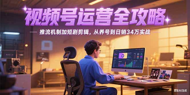 2025视频号运营全攻略，推流机制加短剧剪辑，从养号到日销34万实战-清风