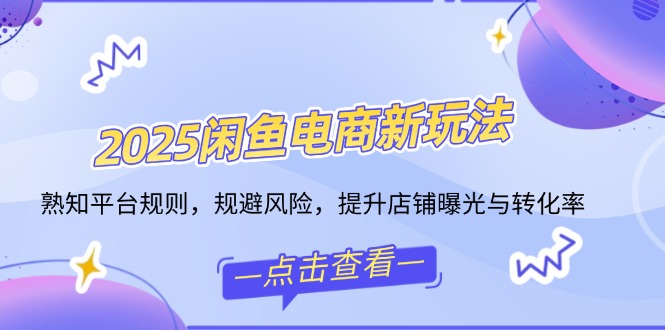 2025闲鱼电商新玩法，熟知平台规则，规避风险，提升店铺曝光与转化率-清风