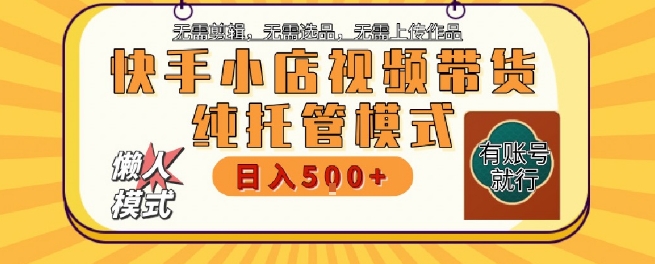 快手小店托管代运营，无需剪辑，无需选品，无需上传作品，全程无需操作，轻松月入5k+【揭秘】-清风