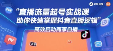 直播流量起号实战课，助你快速掌握抖音直播逻辑，高效启动商家自播-清风