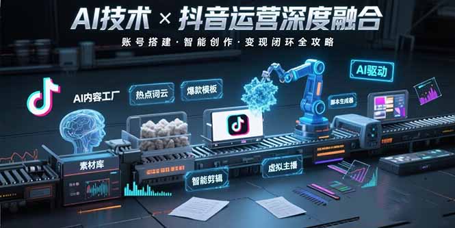 AI技术与抖音运营的深度融合应用：涵盖账号搭建、内容创作、收益变现等-清风