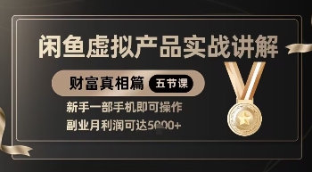 精品！闲鱼虚拟产品实战讲解，新手一部手机即可操作，副业月利润可达5k+-清风