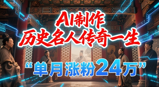 暴力起号！用AI制作历史名人传奇一生，单月涨粉24W，涨粉+变现赛道黑马来了-清风