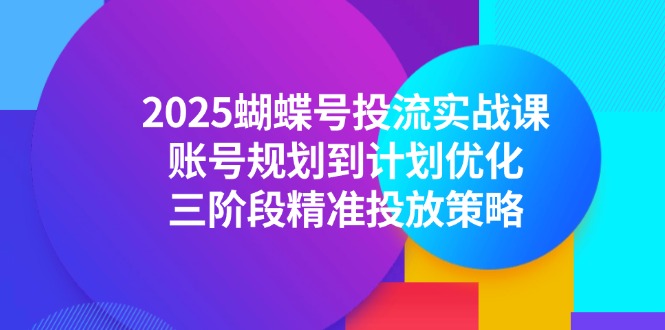 2025蝴蝶号投流实战课，账号规划到计划优化，三阶段精准投放策略-清风