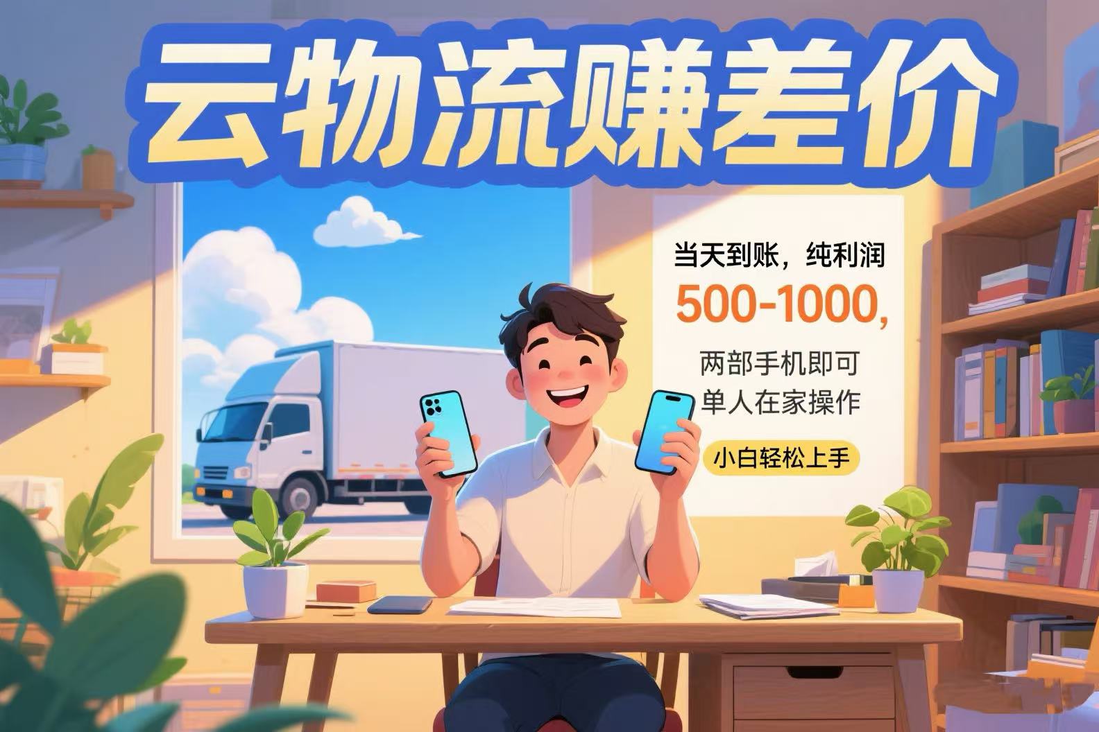 云物流赚差价 当天到账纯利润500-1000 两部手机即可 可单人在家操作 小…-清风