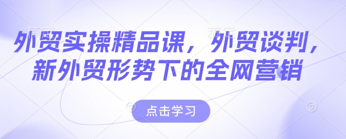 外贸实操精品课，外贸谈判，新外贸形势下的全网营销-清风