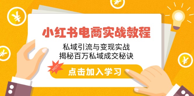 小红书电商实战教程：私域引流与变现实战，揭秘百万私域成交秘诀-清风
