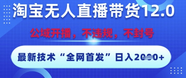 淘宝无人直播带货12.0，最新技术，不封号，不违规，操作简单，开播爆单，日入多张【揭秘】-清风
