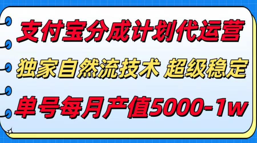 支付宝分成计划代运营，独家自然流技术，收益稳定，单号月产5000＋-清风
