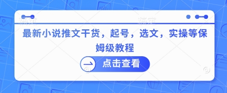 最新小说推文干货，起号，选文，实操等保姆级教程-清风
