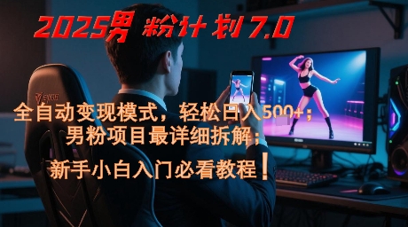 2025男粉计划7.0，全自动变现模式，轻松日入5张+，新手小白必看课程-清风