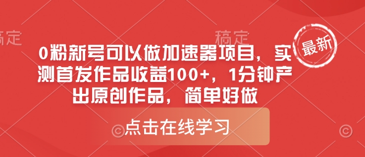 0粉新号可以做的加速器项目，实测首发作品收益100+，1分钟产出原创作品，简单好做-清风