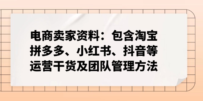 电商卖家资料：包含淘宝、拼多多、小红书、抖音等运营干货及团队管理方法-清风