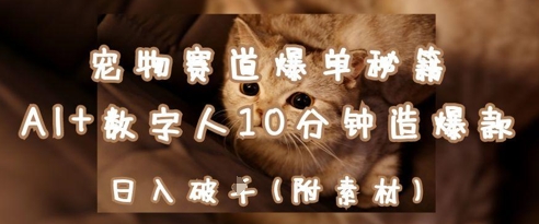 宠物赛道爆单秘籍：AI+数字人10分钟造爆款，日入1k-清风