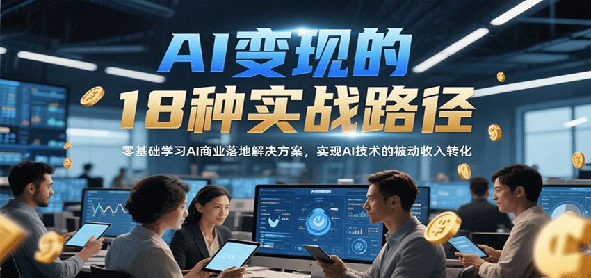 AI变现的18种实战路径，零基础学习AI商业落地解决方案，实现AI技术的被动收入转化-清风