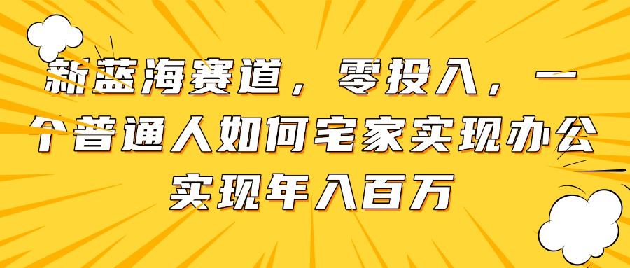 新蓝海赛道，零投入，一个普通人如何宅家办公实现年入百万-清风