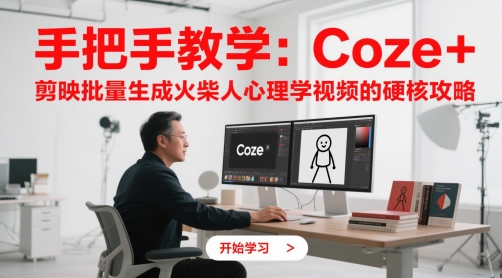 手把手教学：Coze + 剪映批量生成火柴人心理学视频的硬核攻略-清风
