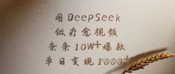 用DeepSeek做疗愈视频，条条10W+爆款，单日变现多张-清风