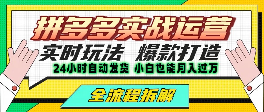拼多多最新实战运营高投产：长久稳定项目，单店利润一天三位数-清风