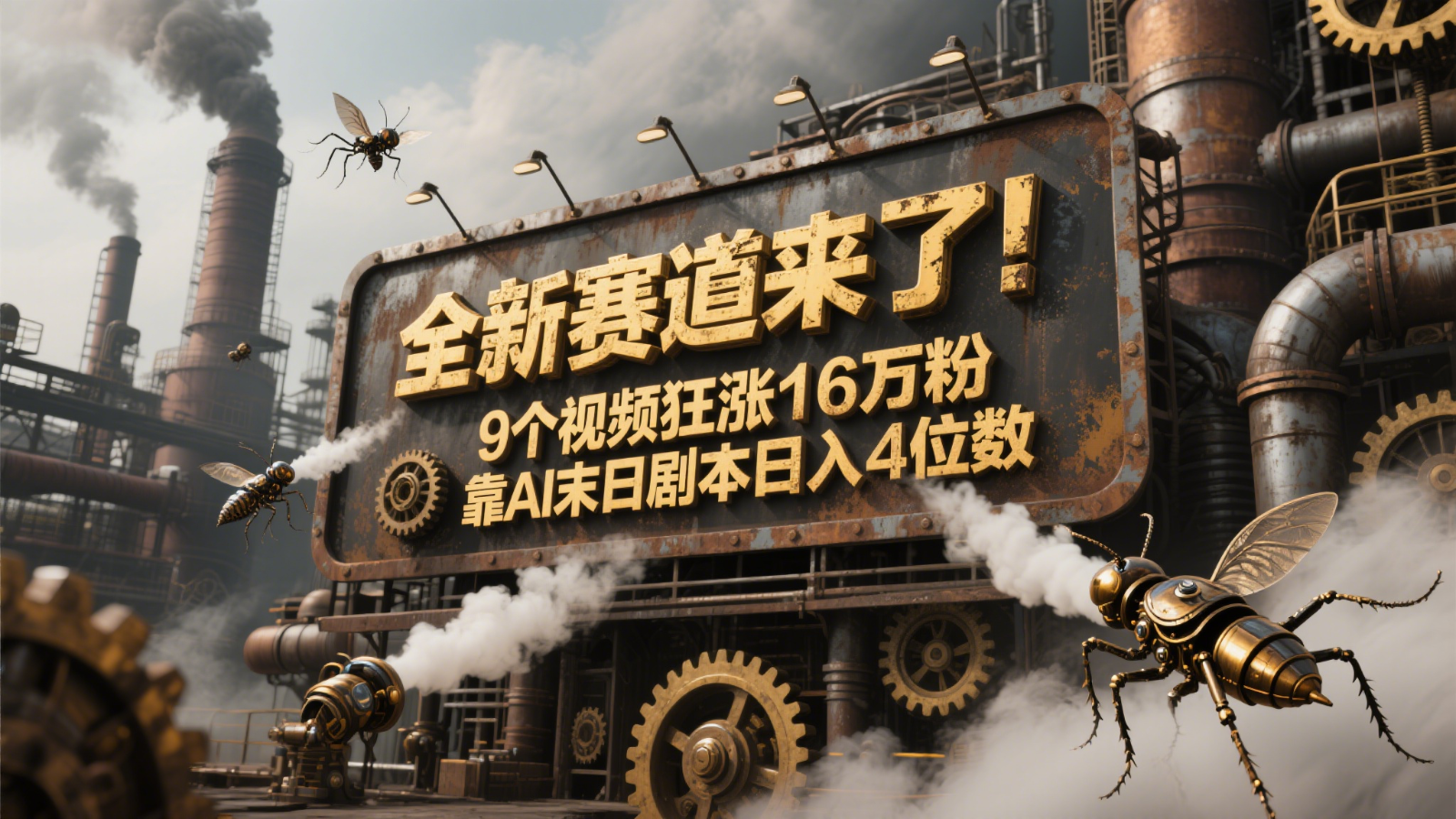 全新赛道来了！9个视频狂涨16万粉，靠AI末日剧本日入4位数，评论区爆肝追更！-清风