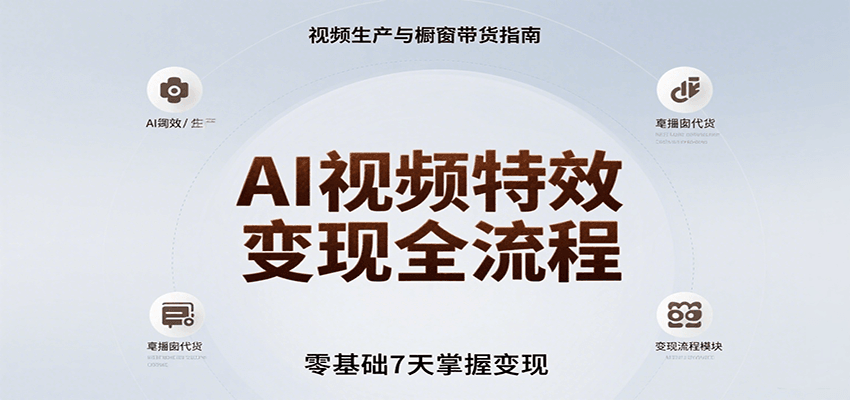 AI视频特效变现全流程，零基础7天掌握视频生产到橱窗带货变现-清风