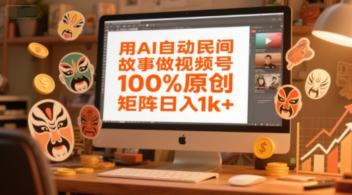用AI自动民间故事做视频号，100%原创，矩阵日入1k+-清风