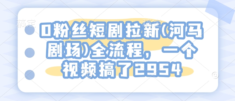 0粉丝短剧拉新(河马剧场)全流程，一个视频搞了2954-清风
