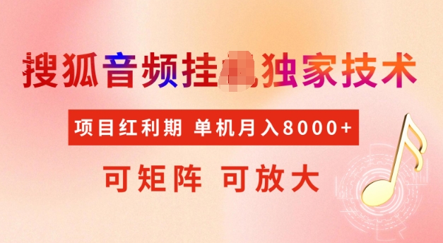 首发搜狐音频挂JI，项目红利期，可矩阵可放大，稳定月入5k【揭秘】-清风