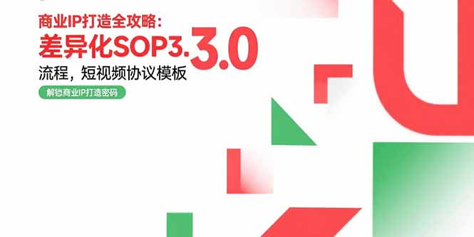 商业IP打造全攻略：差异化SOP3.0流程，短视频协议模板，婚恋项目实战案例-清风