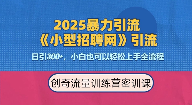 2025最新暴力引流方法，招聘平台一天引流300+，日变现多张，专业人士力荐-清风
