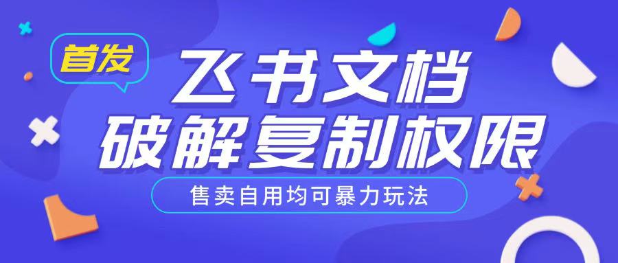 首发飞书文档破解复制权限，售卖自用均可暴力玩法-清风