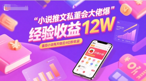 小说推文私董会大佬爆单经验分享收益12W，番茄小说每天稳定4位数收益-清风