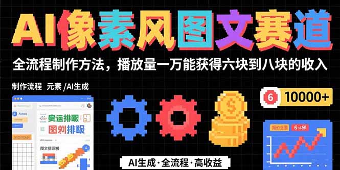 AI像素风图文赛道：全流程制作方法，播放量一万能获得6块到8块的收入-清风