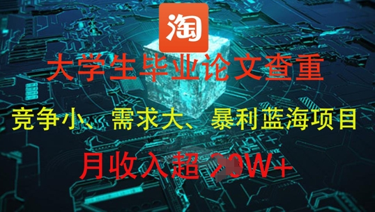 大学生毕业论文查重，暴利蓝海项目，月收入过1W+-清风