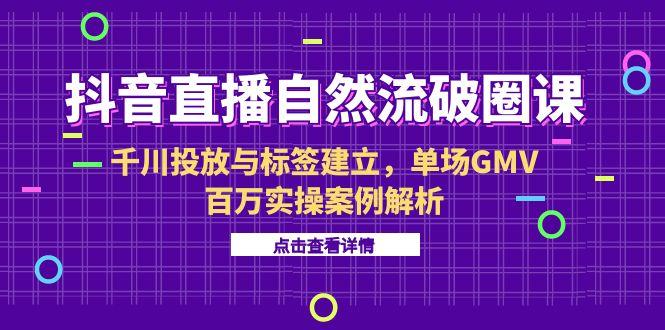 抖音直播自然流破圈课-6月，千川投放与标签建立，单场GMV百万实操案例解析-清风