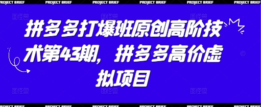 拼多多打爆班原创高阶技术第43期，拼多多高价虚拟项目-清风