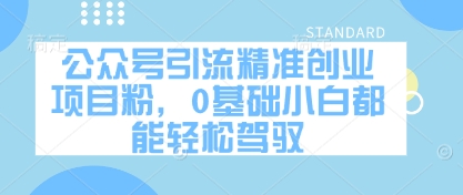 公众号引流精准创业项目粉，0基础小白都能轻松驾驭-清风