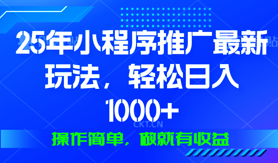 25年微信小程序推广最新玩法，轻松日入1000+，操作简单 做就有收益-清风