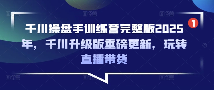 千川操盘手训练营完整版2025年，千川升级版重磅更新，玩转直播带货-清风