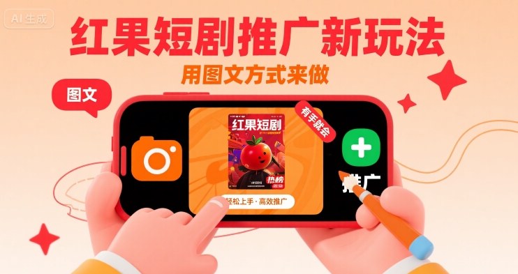 红果短剧推广新玩法，用图文方式来做，有手就会-清风