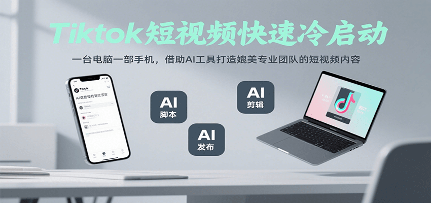 Tiktok短视频快速冷启动，一台电脑一部手机，借助AI工具打造媲美专业团队的短视频内容-清风